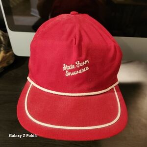 Vintage 70s State Farm Insurance Strap With Buckle Hat Rope Cap Made In USA OSFA